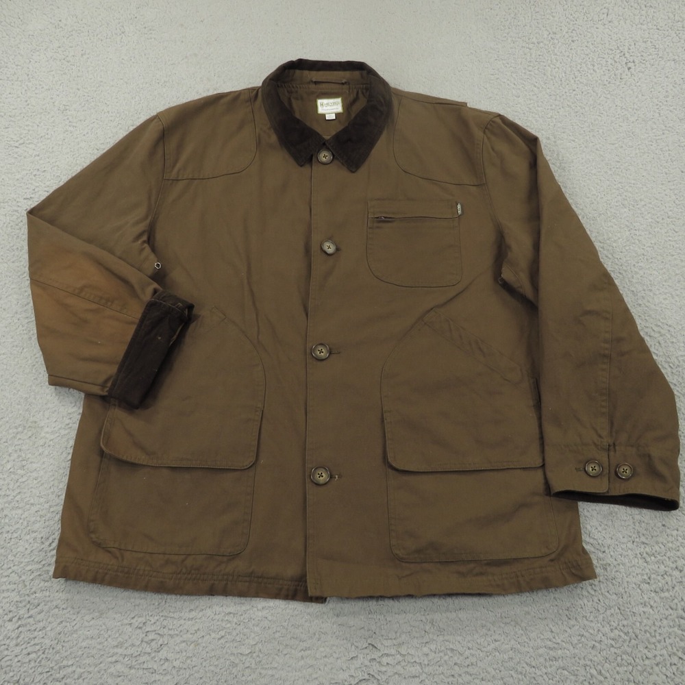 HEYBO Outdoor Jacket Mens XXL Brown Hunting Chore Barn Corduroy Canvas Coat